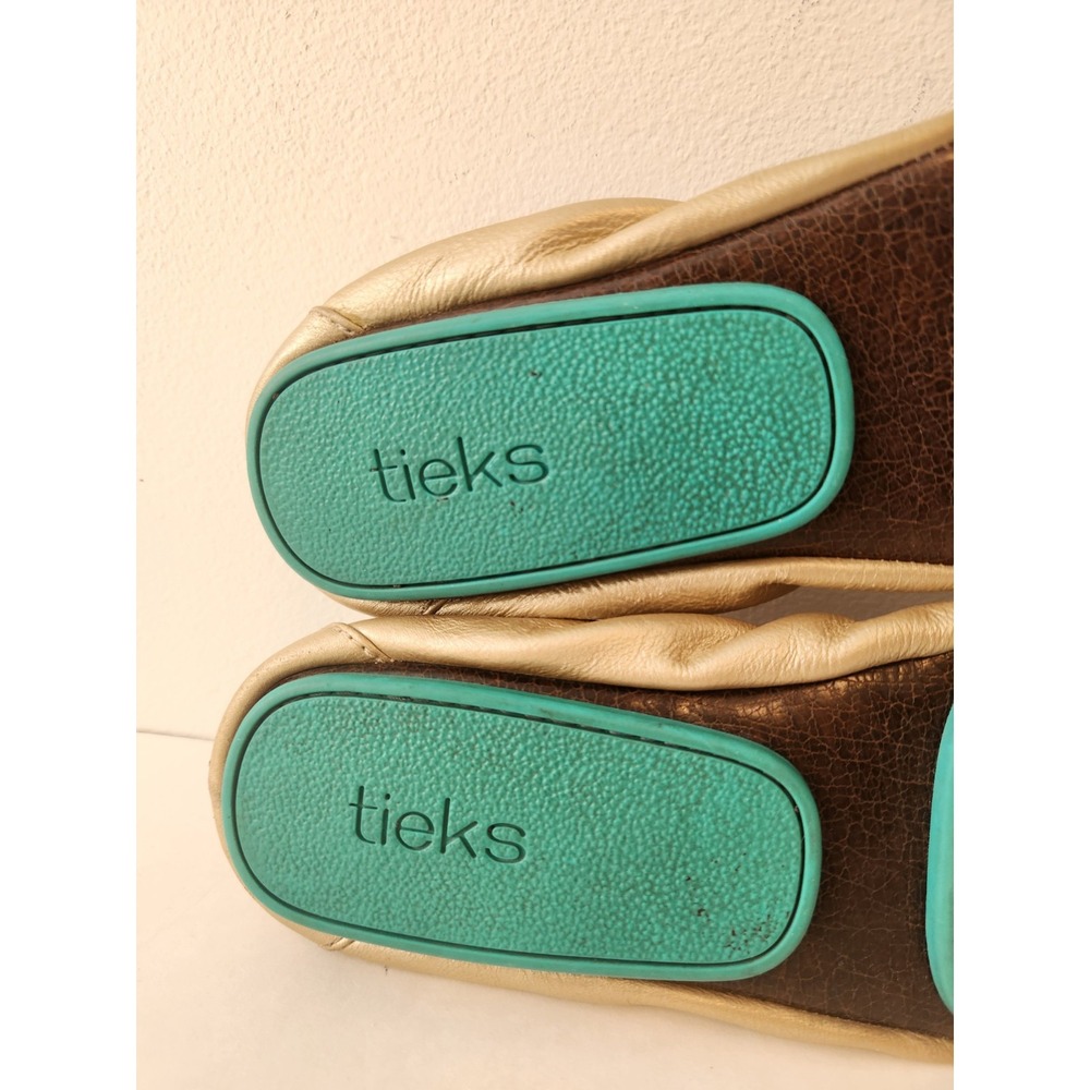 Gold Leather Tieks by Gavrieli Women Ballet Shoes Foldable Flats Champagne 8 - Picture 8 of 9